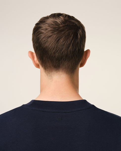 AMI PARIS Navy Cotton Ami de Coeur Patch T-Shirt Mens Apparel